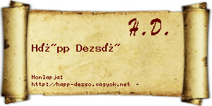 Hápp Dezső névjegykártya